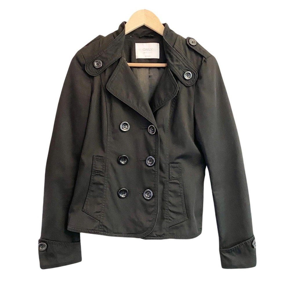 ONLY Women's Short Pea Coat Double Breasted, Size‎ M Black